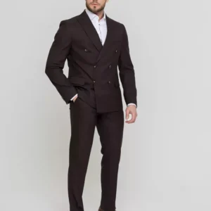 Двубортный костюм шоколадный цвет